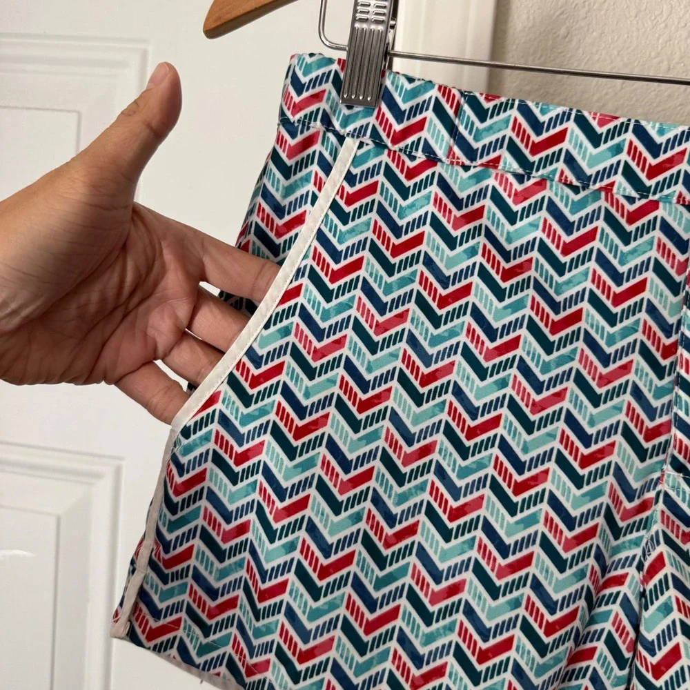 PARKE & RONEN multicolor chevron zig zag printed swim trunks shorts